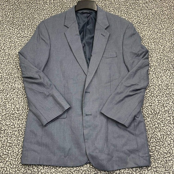 Croft & Barrow Blazer Jacket Men 42R Blue Classic Fit Two Button Houndstooth - Picture 1 of 9